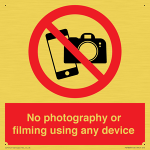 No photography or filming using any device